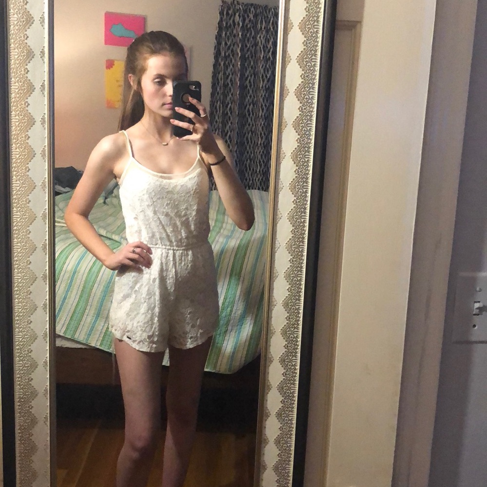 size small white lace romper